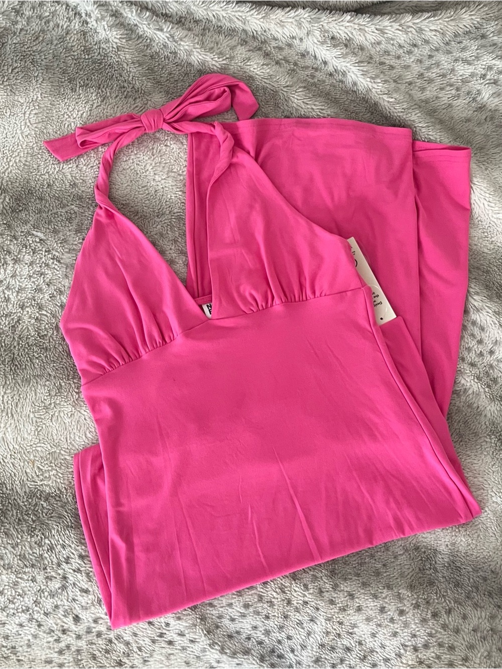 Backless Halter Maxi Dress in Hot Pink
